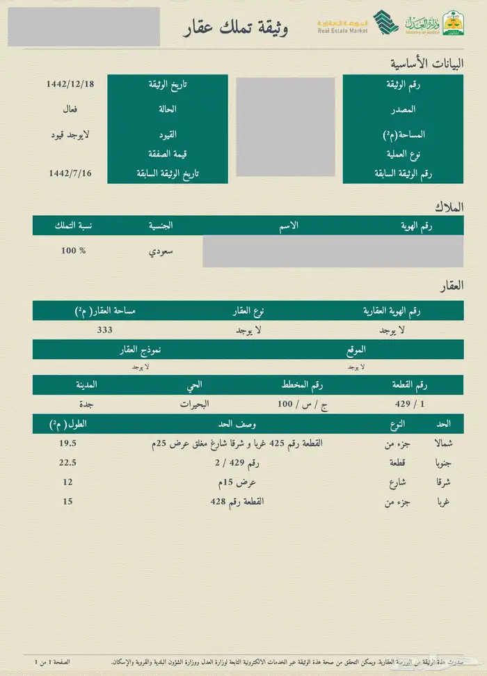 ارض مميزه بحي البحيرات (100 ج س) 333 م 0