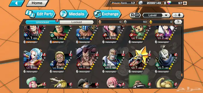 حساب ون بيس باونتي رش ( one piece bounty rush )للبيع مو بدل 23