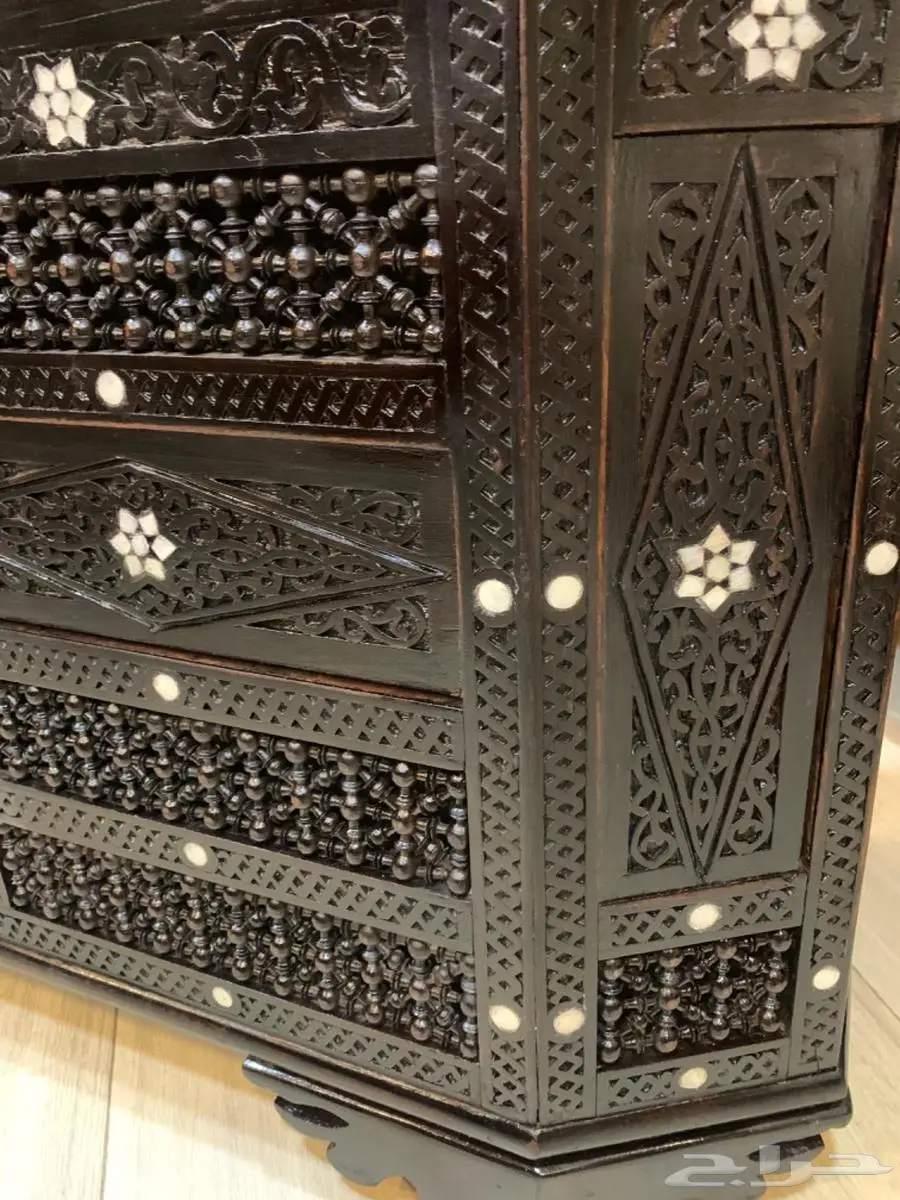 طقم دمشقي مطعم بالصدف وطقم طاولات مغربي نحاس انتيك يدوي 8