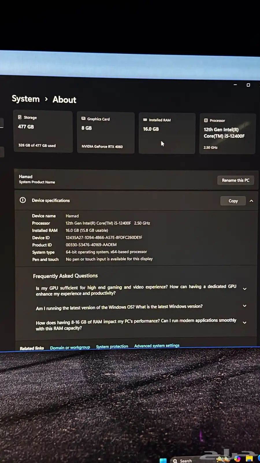 Pc rtx4060 i5 للبيع 3