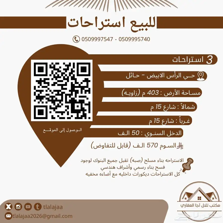 للبيع ثلاث استراحات 0