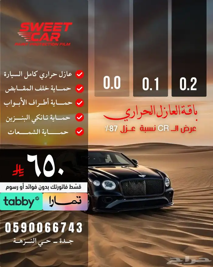 عازل حراري امريكي بخاصية النانو سيراميك وحماية PPF الواجهة 0