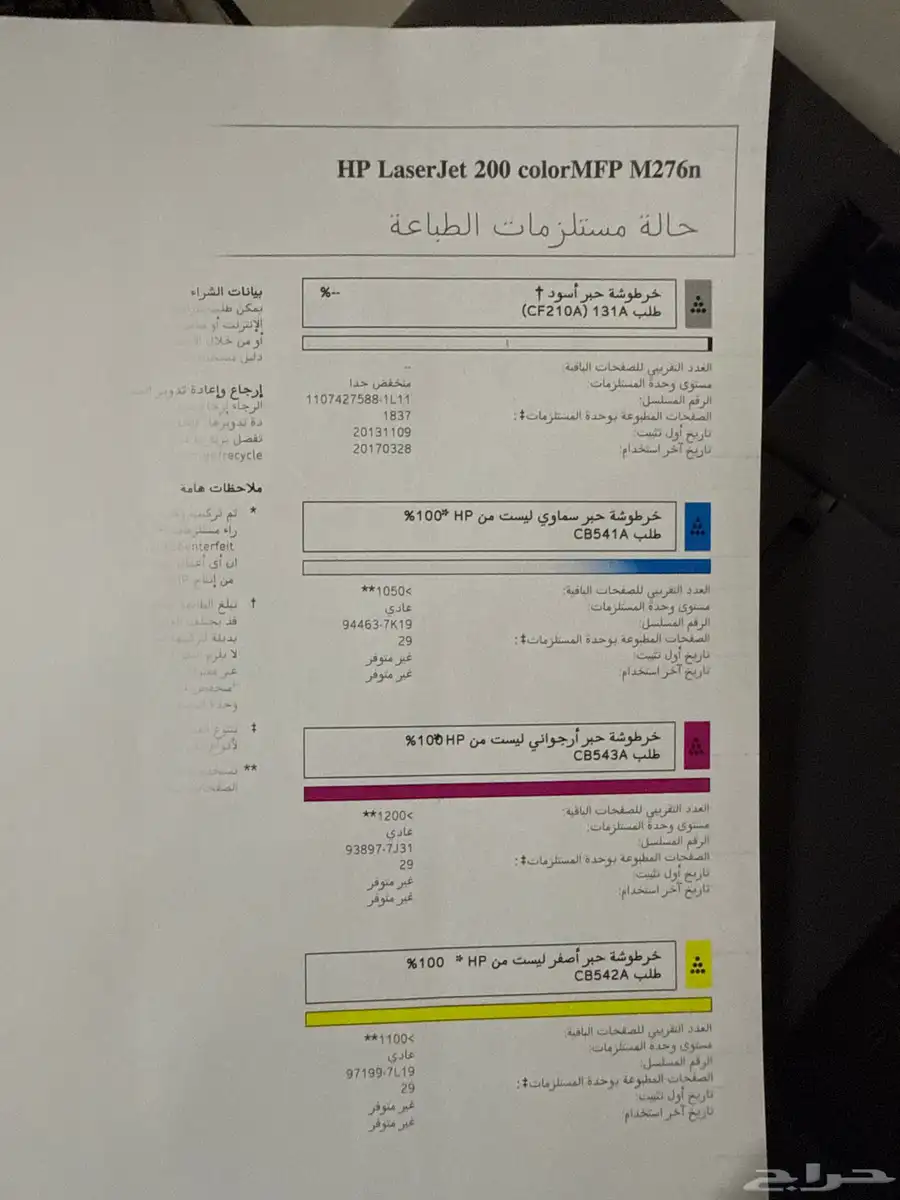طابعة hp laserjet pro200 color mfp m276n 2