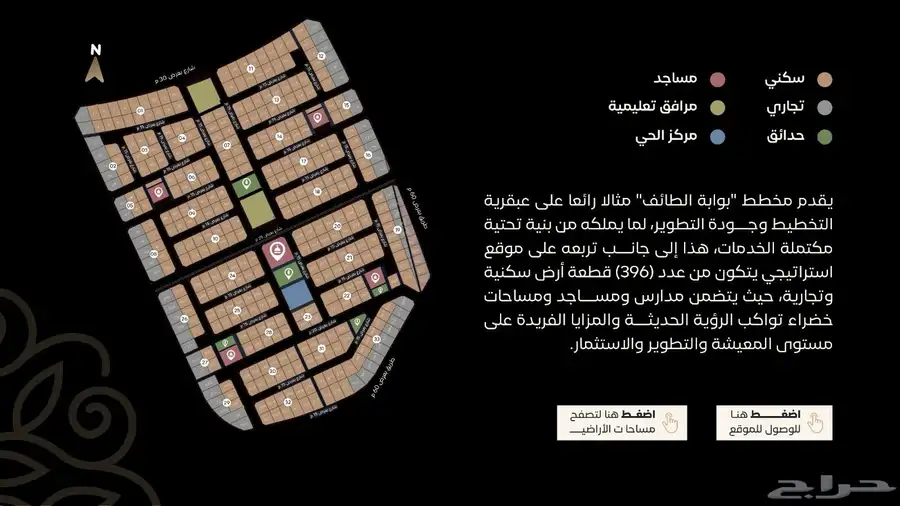 ارض للبيع في مدينة الطائف حي العرفاء 3