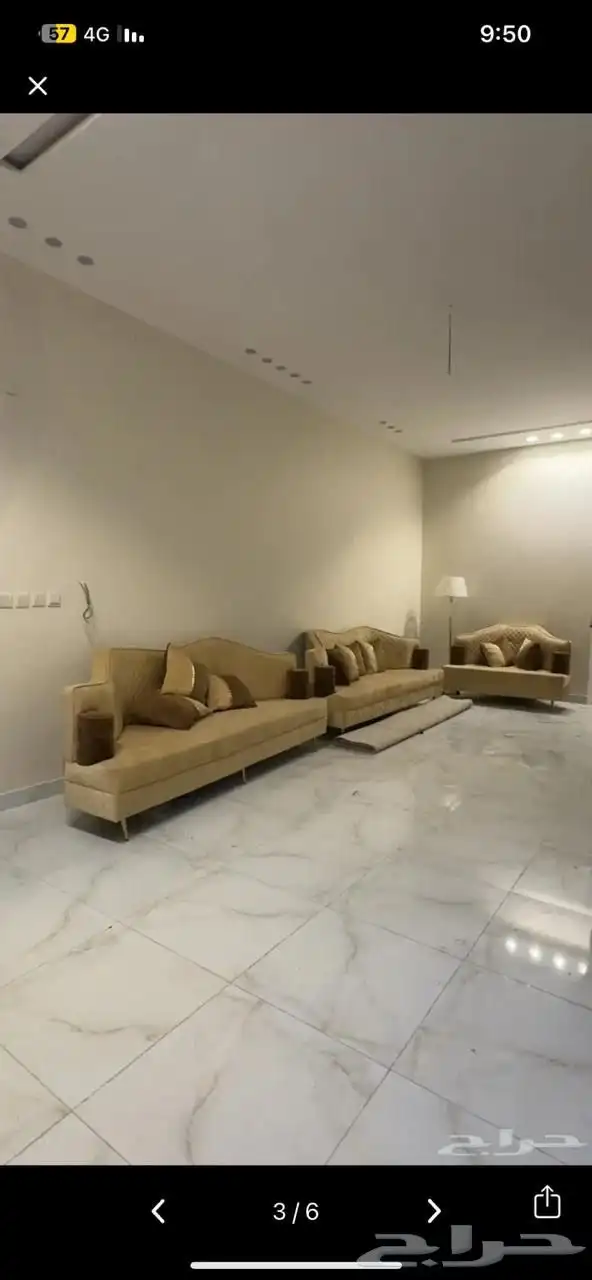 كنب صالة ثلاث قطع و كرسسين مدخل 0