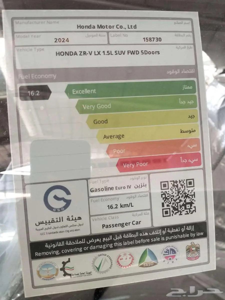 هوندا ZR.V ستاندر خليجي 2024 index