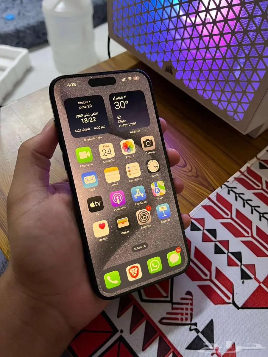 ايفون 15 برو ماكس بطاريه 100 0