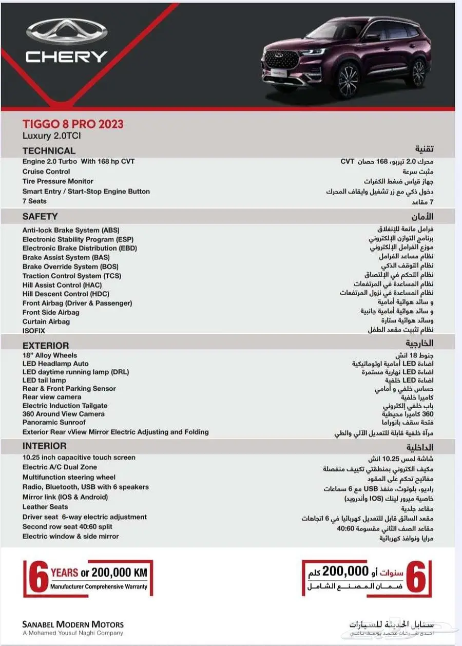 شيرى تيجو 8 برو لاكشرى موديل 2023 تصفية أقل سعر 15