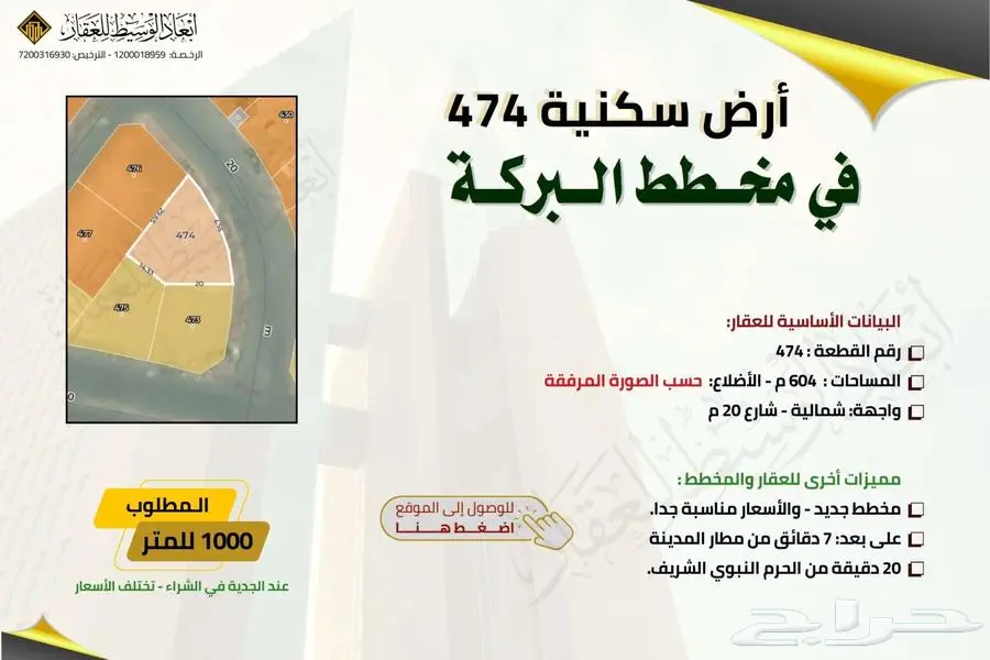أراضي سكنية في مخطط البركة - الشافية في المدينة المنورة 3