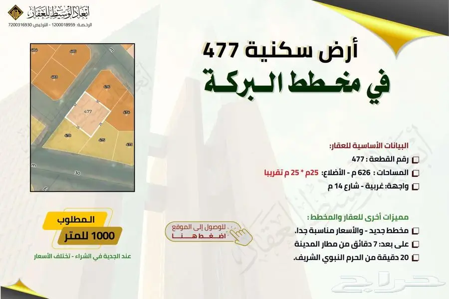 أراضي سكنية في مخطط البركة - الشافية في المدينة المنورة 4