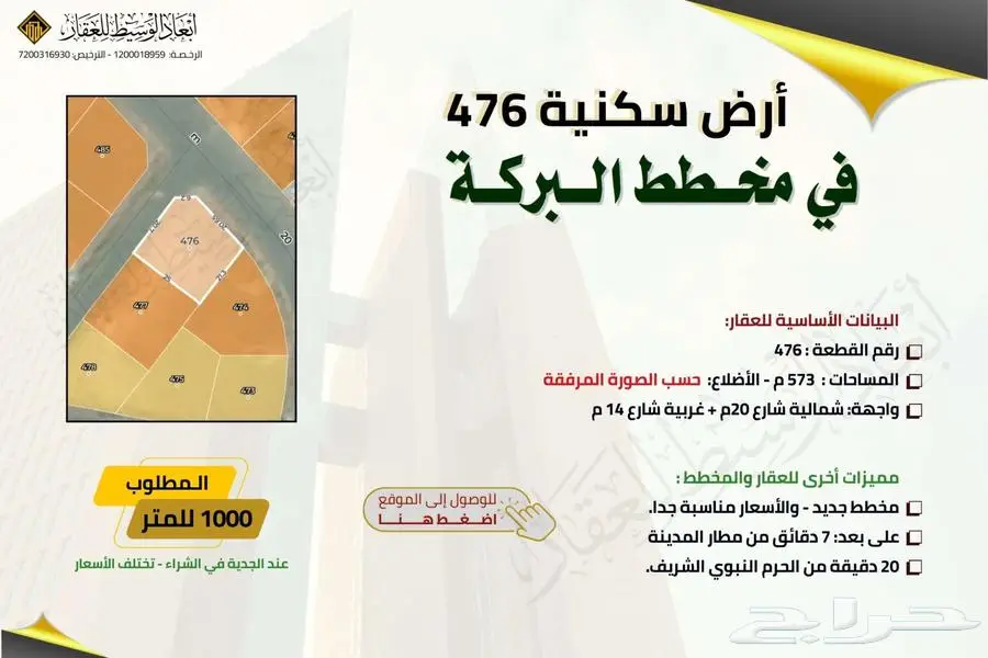 أراضي سكنية في مخطط البركة - الشافية في المدينة المنورة 2