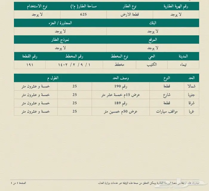 تبوك تيماء ارض للبيع بصك الكتروني 0
