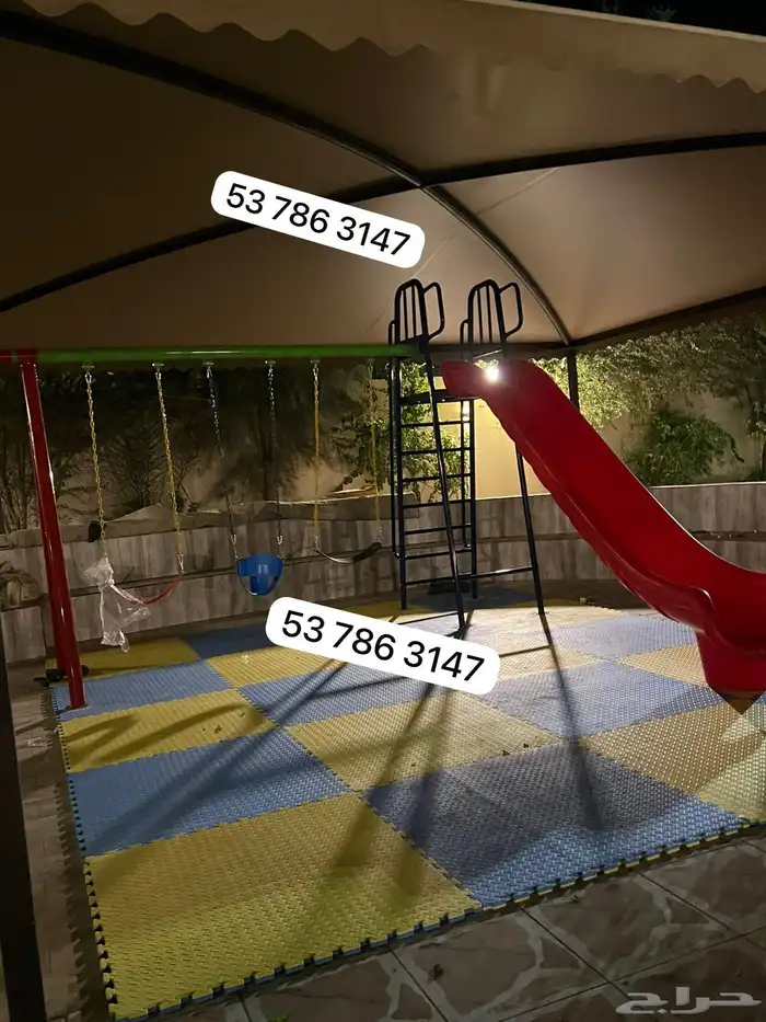 العاب اطفال 3مراجيح مع1زحليقه مع كرت سله 1في5لعبه مميزه 6