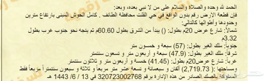 ارض سكنية تجارية للاستثمار او الايجار الطائف حي القلت 1