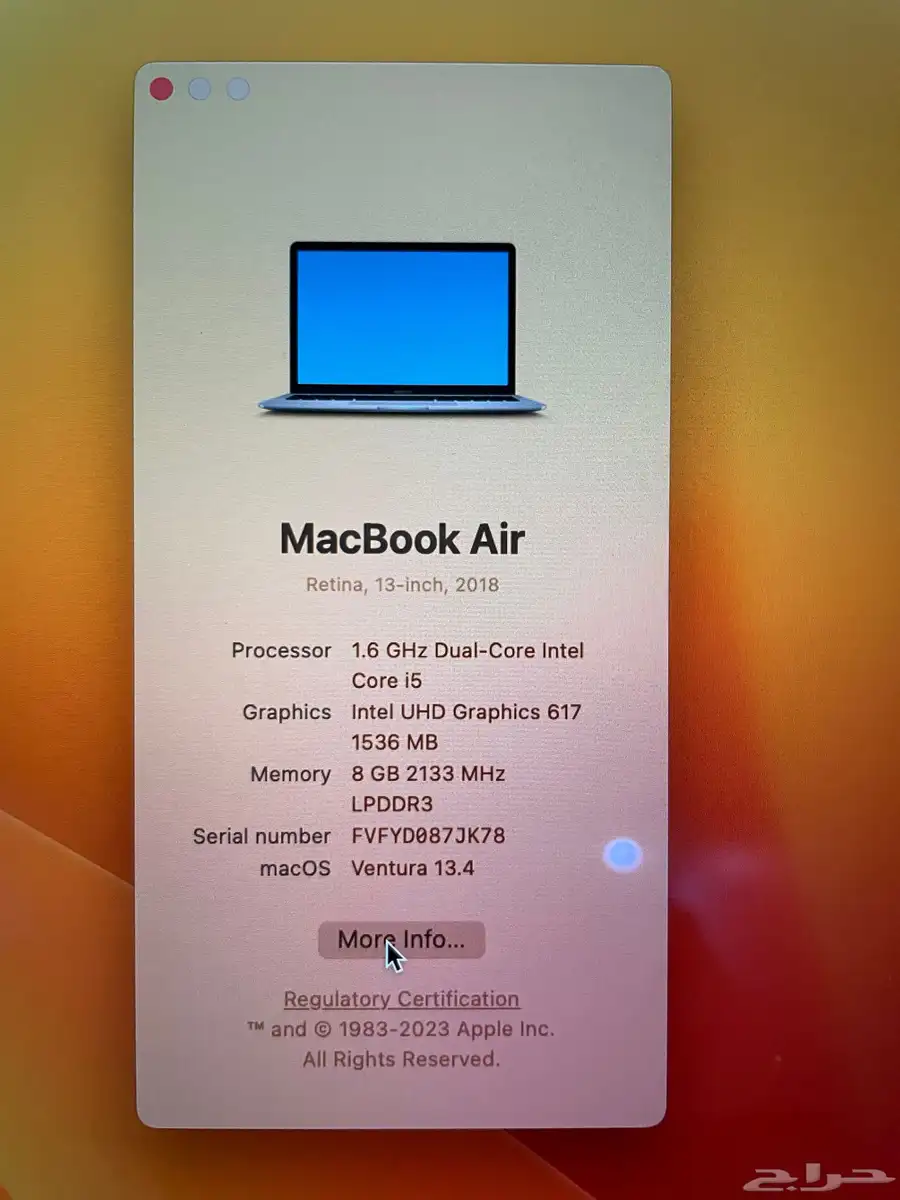 ماك بوك اير كالجديد تماما  MacBook Air 2018-256 GB-Like New 6