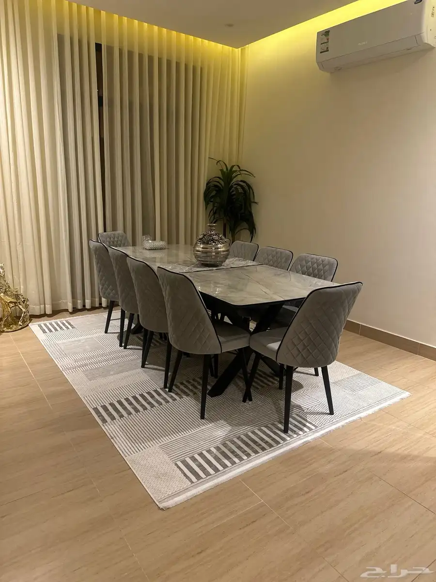 طاولة سفرة رمادي جديدة وفخمة dining table grey 9