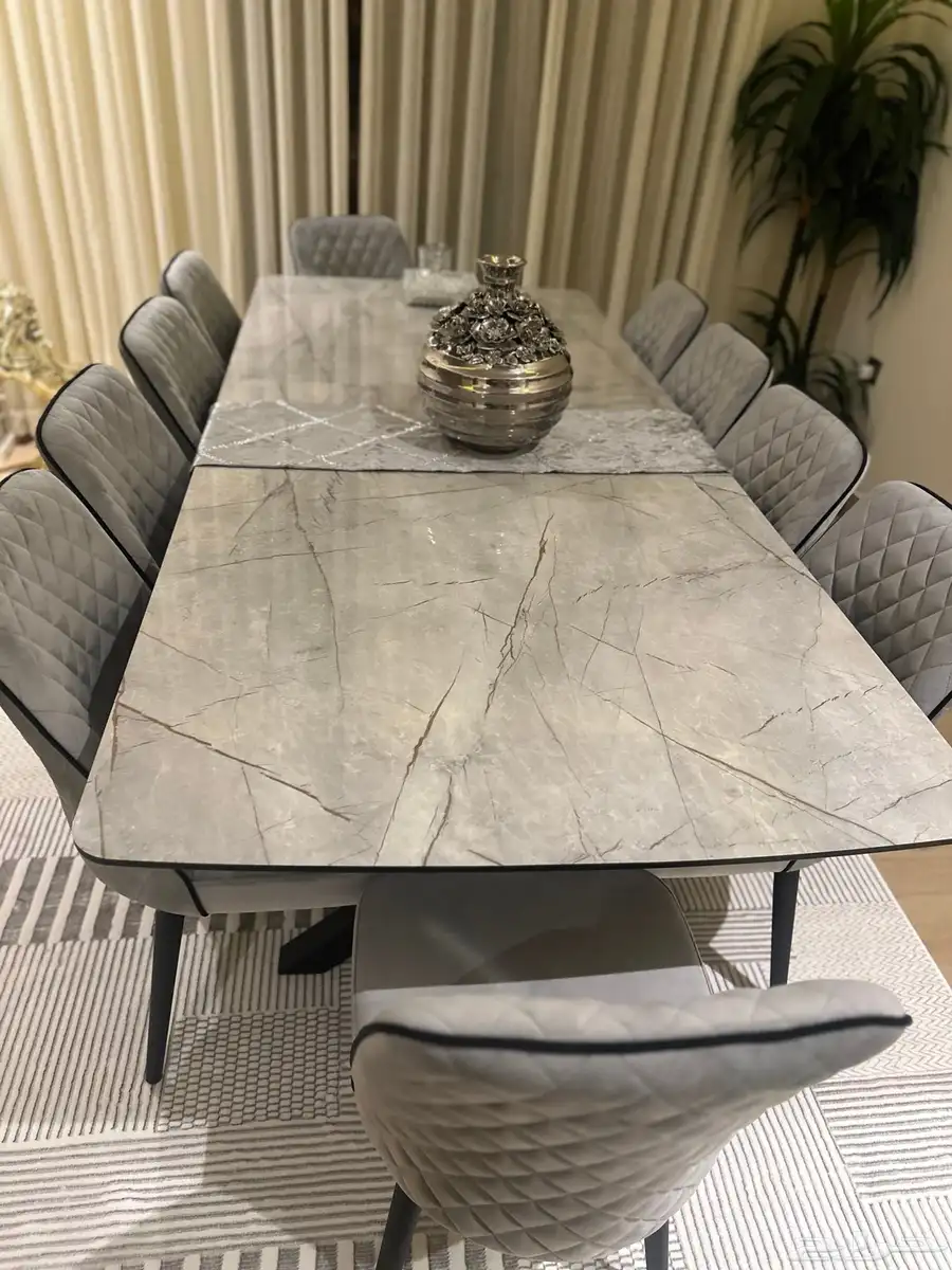 طاولة سفرة رمادي جديدة وفخمة dining table grey 8