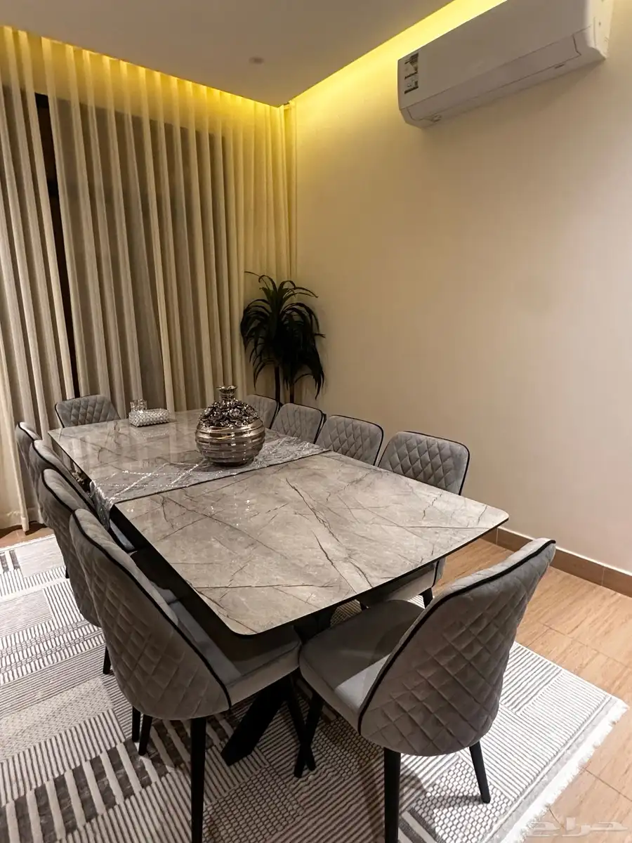 طاولة سفرة رمادي جديدة وفخمة dining table grey 2