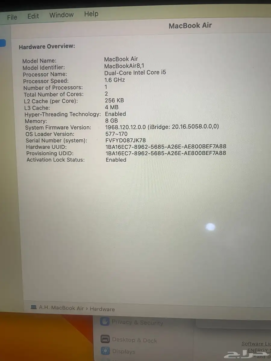 ماك بوك اير كالجديد تماما  MacBook Air 2018-256 GB-Like New 4