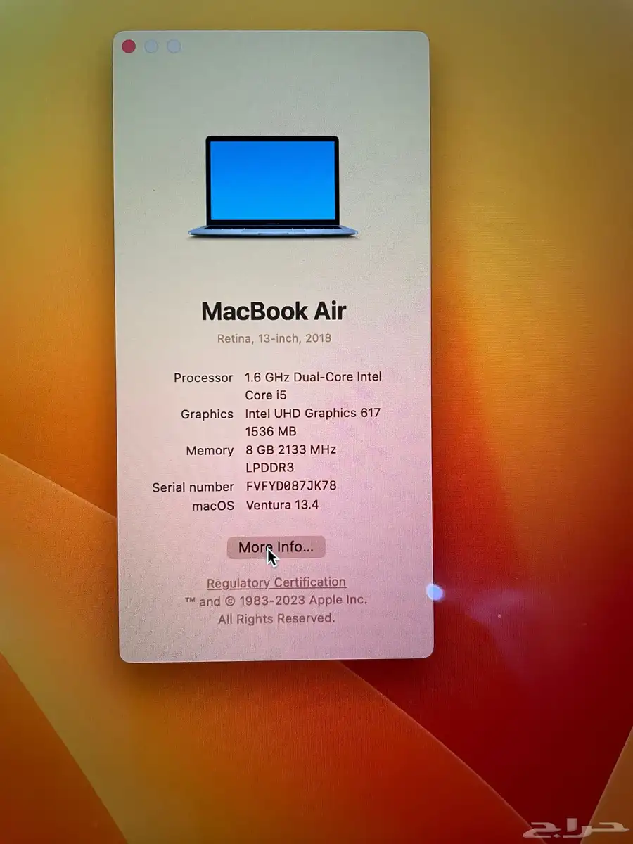 ماك بوك اير كالجديد تماما  MacBook Air 2018-256 GB-Like New 9