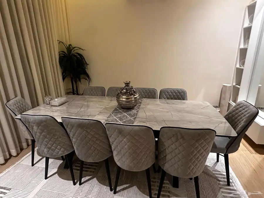طاولة سفرة رمادي جديدة وفخمة dining table grey 4