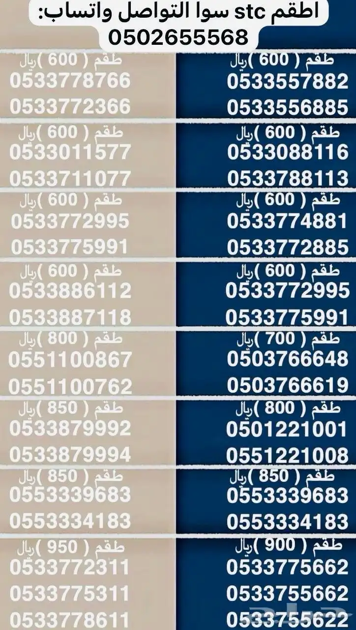 ارقام سوا مميزة index
