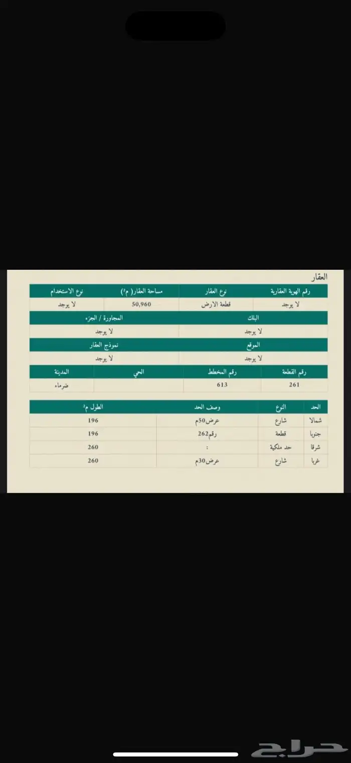 ارض زراعية في مخطط واحة ضرما 2