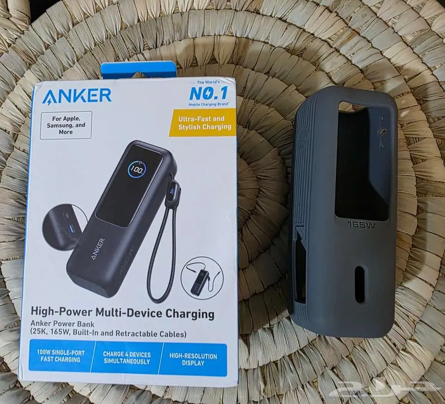 باور بانك Anker بسعة 25000 مللي أمبير ساعة وقوة 165 index