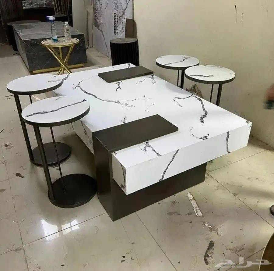 طاولات خشبيه وبديل الرخام بجميع الاشكال والاحجام 15