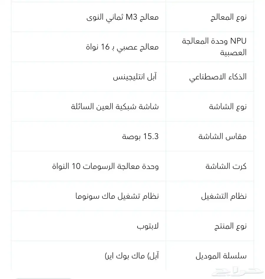 ابل ماك بوك اير اصدار 2024 index