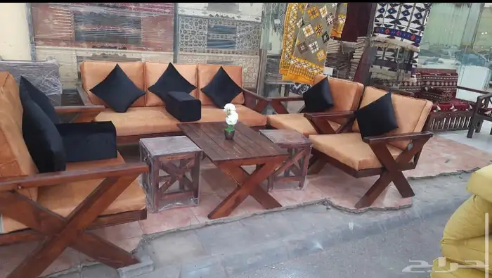 جلسات خارجية خشب حديد جاهز تفصيل كراسي طاولات اطقم طقم كامل 56