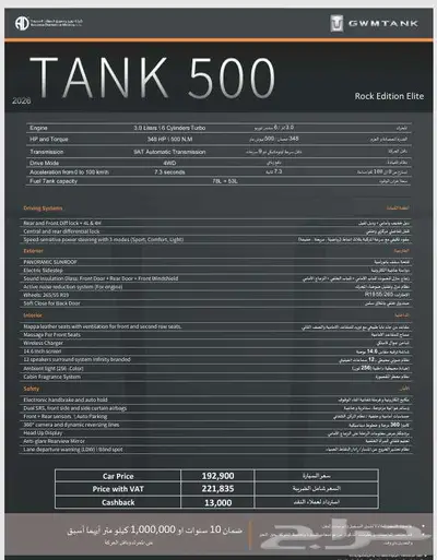 تانك 500 موديل 2026 روك اديشن اسبير علاقي index