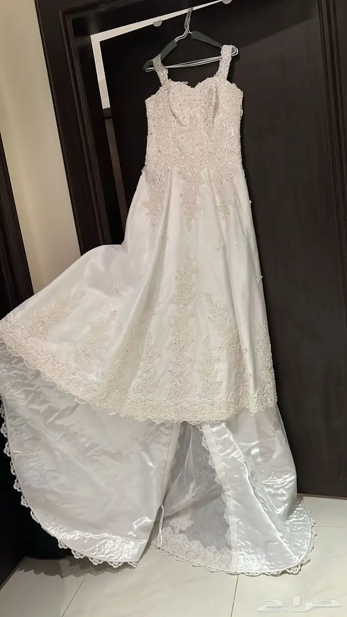 فستان زواج مع طرحه ( اوف وايت ) 0
