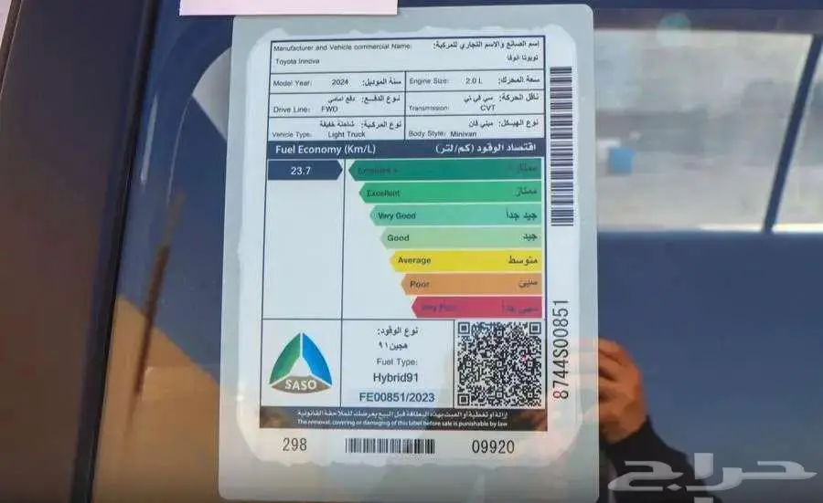 تويوتا انوفا GL هايبرد لوحات 2024 8