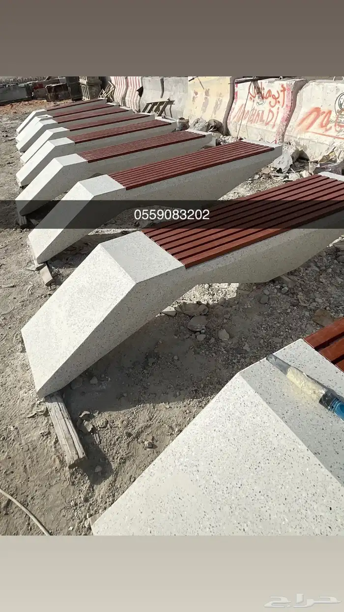 كراسي خرسانية وحاويات نفاية ومصدات تجميلية للحدائق 13