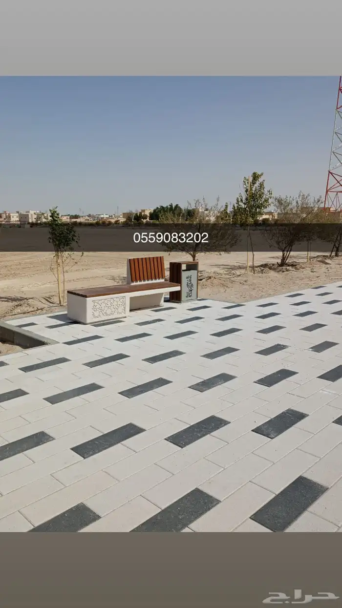 كراسي خرسانية وحاويات نفاية ومصدات تجميلية للحدائق 1