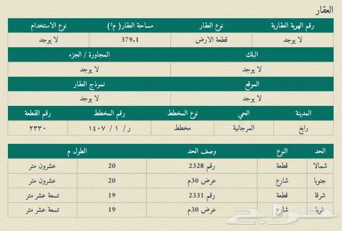 ارض للبيع برابغ 1