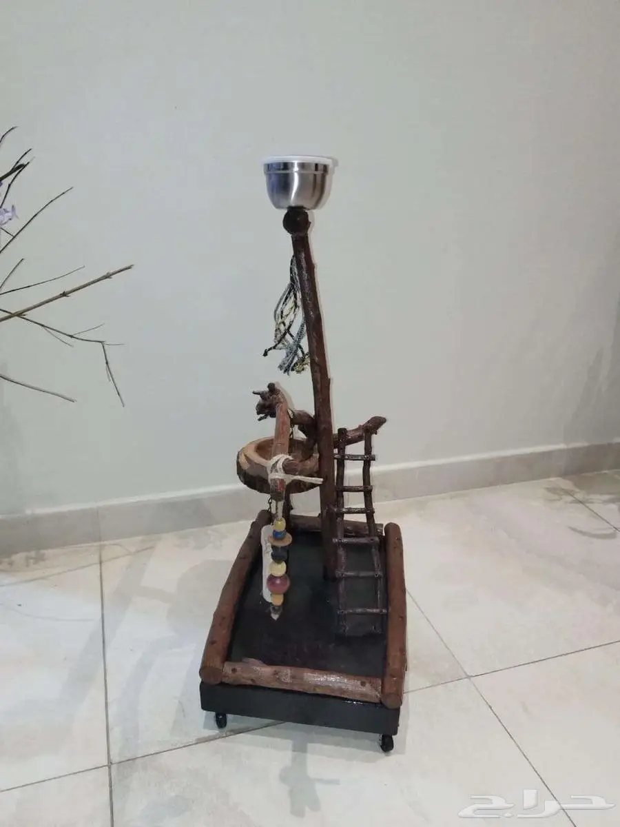 استاند طيور مجثم خشب طبيعي تفصيل 12