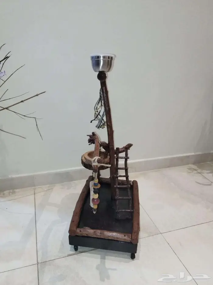 استاند طيور مجثم خشب طبيعي تفصيل 12