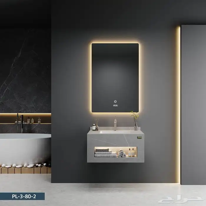 مغسلة بورسلان 60 و 150سم جاهز مغاسل جديد رخام مع مراية و رف 9