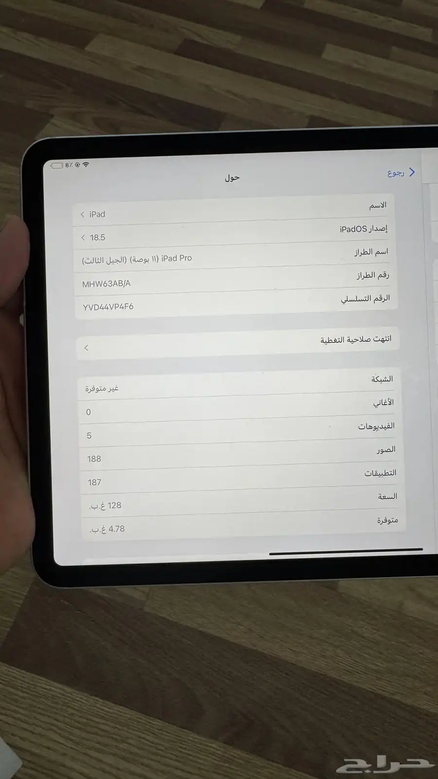 ايباد برو الجيل الثالث 128غ.ب اخو الجديد بشريحه 6