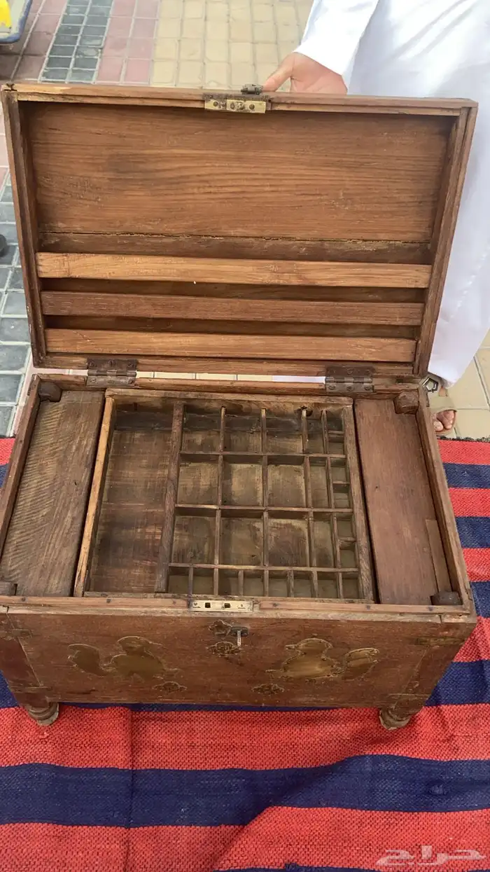 صندوق البحاره بشتخته لجمع اللولو منقوش بالنحاس نادر ونظيف 5