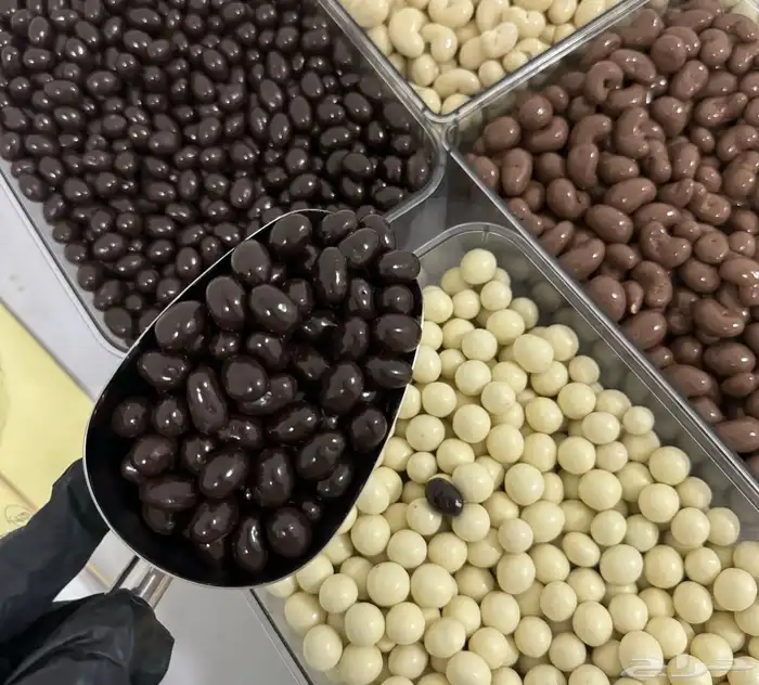 مكسرات مغلفة بالشوكلاتة البلجيكية كل الانواع متوفره 3