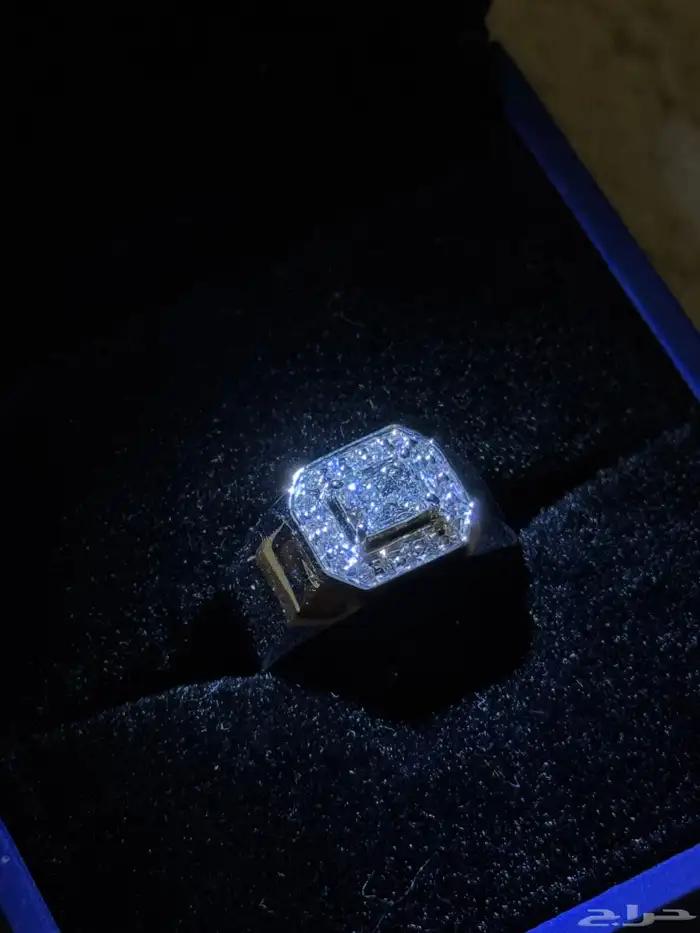 خاتم رجالي فضه و الماس طبيعي مع شهاده GIA (تم البيع) 0