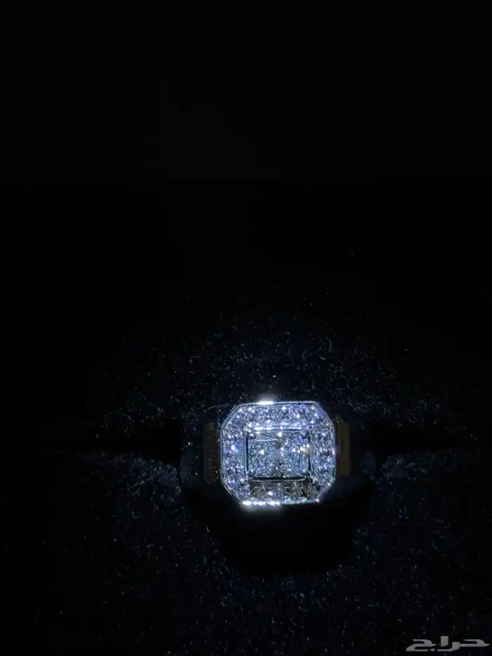 خاتم رجالي فضه و الماس طبيعي مع شهاده GIA (تم البيع) 1