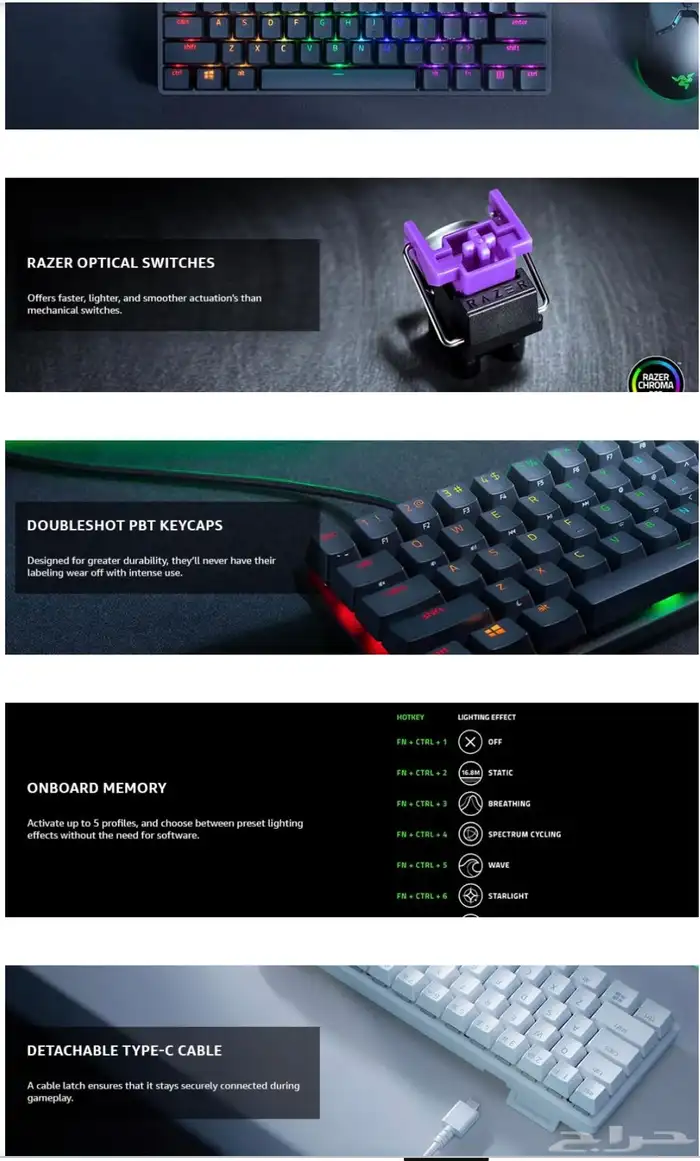 كيبورد ريزر هانتس مان ميني Razer huntsman mini purple switch 1