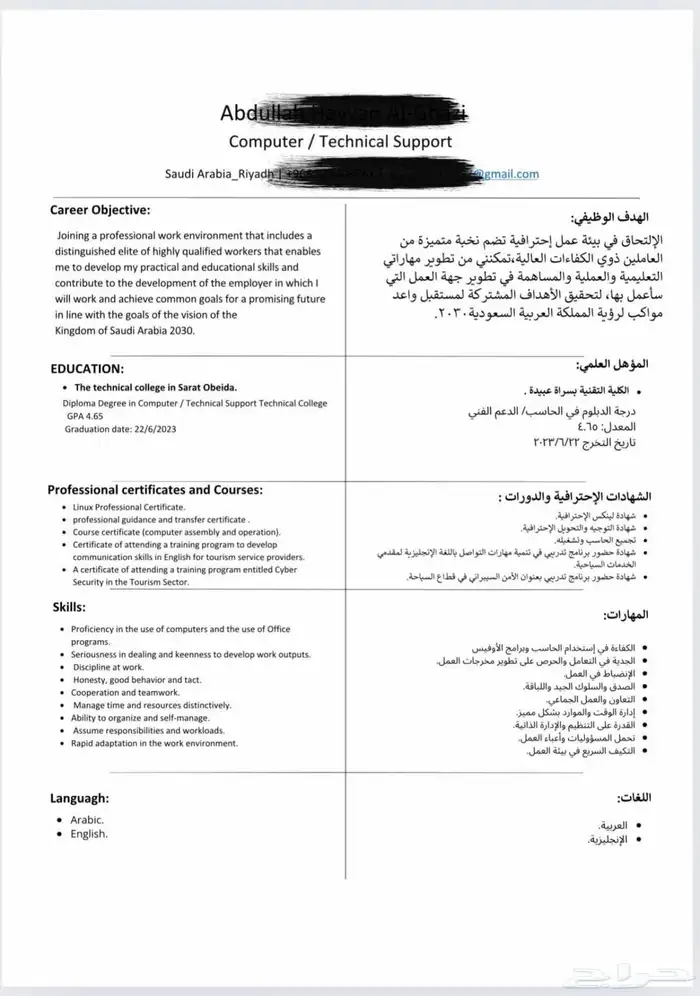 عمل سيرة ذاتية إحترافية متوافقة مع ATS 0