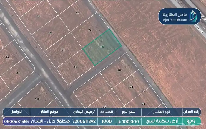 ارض سكنية للبيع مساحتها 1000 متر 3