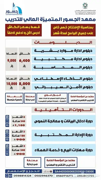 عرض الافتتاح لفترة محدودة معهد جدة 0