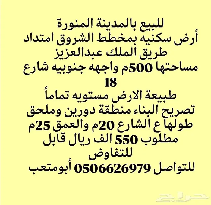 للبيع مجموعة عروض أراضي سكنيه بمخطط الشروق 1